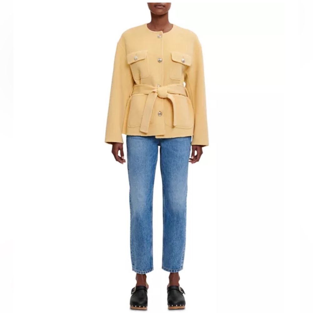 Maje Giface Belted Wool Blend Coat